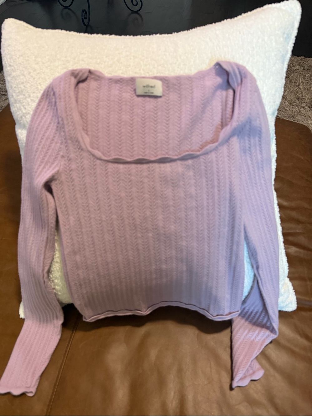 Wilfred Light Lavender Ribbed Scoop-Neck Long Sleeve Top